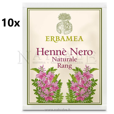 Erbamea - Henna Natural Black Rang - 10 x 100 g | Henna Powder for Hair | Erboristeria Natsabe: online selling