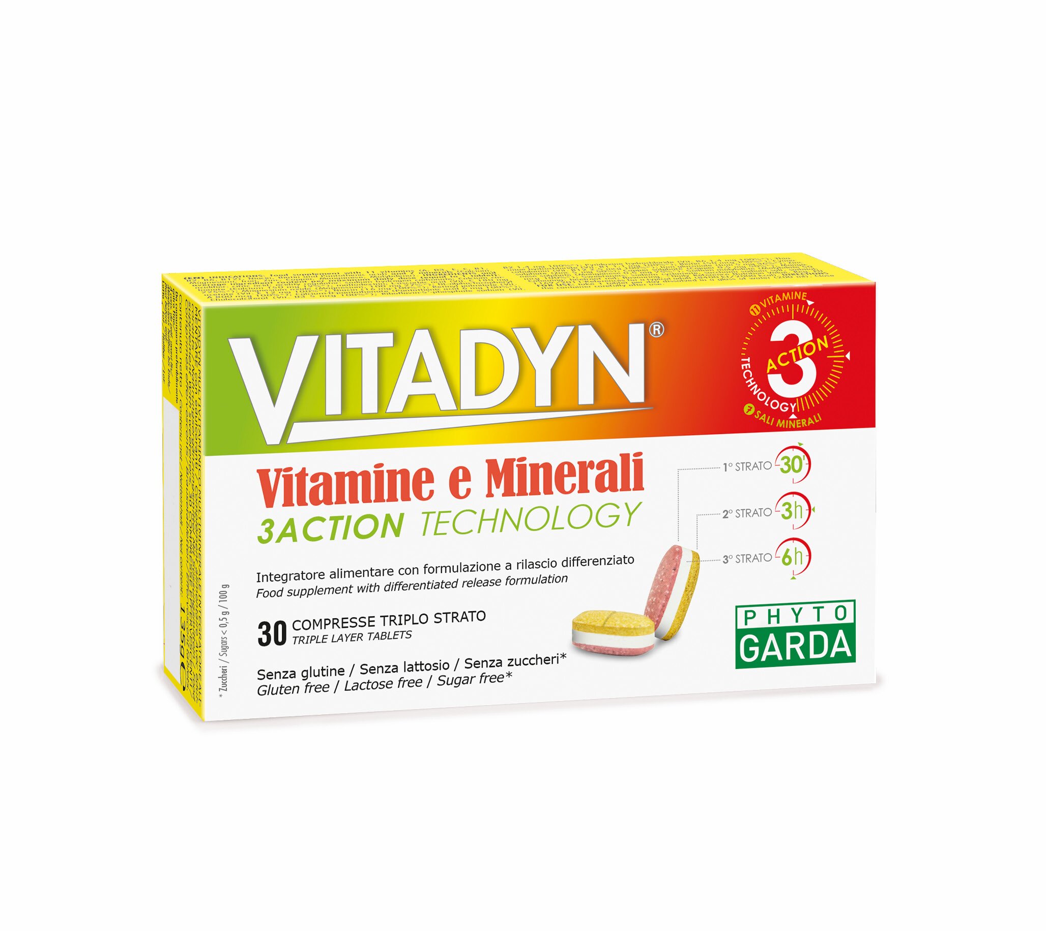 Specchiasol - Vitadyn vitamine e minerali - 30 compresse triplo strato da 1,5 g | Vitamine e Sali minerali |  Erboristeria Natsabe: vendita online | erbe officinali, tisane, integratori