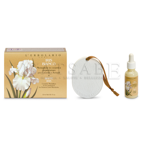 Erbolario - Iris Bianco - Medaglione in Ceramica per cassetti e armadi | Sacchetti per armadi e profumabiancheria |  Erboristeria Natsabe: vendita online | erbe officinali, tisane, integratori