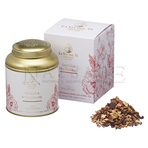 Snak - La Via del Tè - Infuso Ginger e Melograno - latta 125 g | Confezioni Regalo |  Erboristeria Natsabe: vendita online | erbe officinali, tisane, integratori