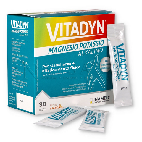 Named - Vitadyn Alkalino - Magnesio e Potassio - 30 bustine da 3,8 g | Vitamine e Sali minerali |  Erboristeria Natsabe: vendita online | erbe officinali, tisane, integratori